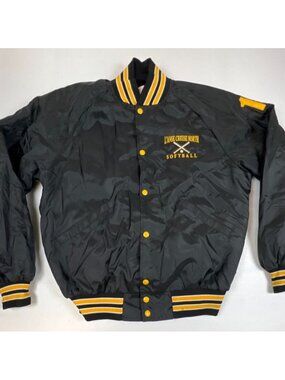 Vintage Butwin Men L Black L'Anse Creuse North Softball Satin Bomber Jacket